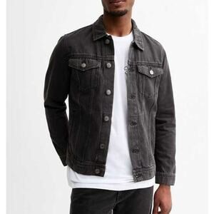 New Look Men’s Black Denim Jean Jacket Large Edgy Street Style Skater Capsule